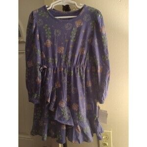 XS Girls' Disney Wish Dress - Purple: Tween Floral Jersey a-Line, Long Sleeve